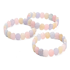 楕円形の天然マレーシアジェイドビーズストレッチブレスレット  ピンク  内径：2-3/8インチ（6cm）&nbsp;G-P589-02A-02