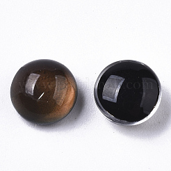 半透明のガラスカボション  変化する色の雰囲気のカボション  半円/ドーム  ブラック  8x5mm&nbsp;GLAA-T023-03A