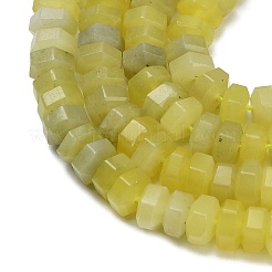 天然石レモンジェイド翡翠ビーズ連売り  多面カット  六角  6x6x3mm  穴：0.8mm  約108個/連  14.72~14.80''（37.4~37.6センチメートル）&nbsp;G-G317-A14-3x6mm