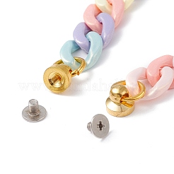 DIYキーホルダー用アクリルカーブチェーン  電話ケース装飾ジュエリーアクセサリー  真鍮製ネジナットと鉄製ネジ付き  カラフル  16~16.7cm&nbsp;HJEW-JM00578-01