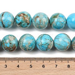 染色された天然インペリアルジャスパービーズの連  スムーズなラウンド  ディープスカイブルー  14mm  穴：1mm  約28個/連  15.35''（39センチメートル）&nbsp;GG-CBAF9E5-A01-14mm-A
