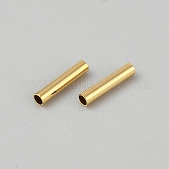 真鍮製チューブビーズ  チューブ  14KGP本金メッキ  7x1.5mm  穴：0.8mm&nbsp;LS-KK-WH0101-027A
