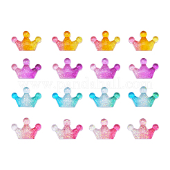 40本4色透明樹脂カボション  グリッターパウダー付き  グラデーションカラー  クラウン  ミックスカラー  15x23mm&nbsp;RESI-CJ0001-151
