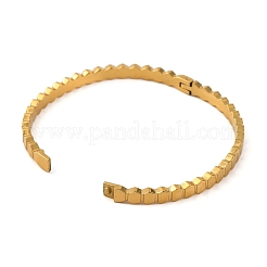 イオンプレーティング（IP）304ステンレススチール製ヒンジ付き女性用バングル  菱形  14KGP本金メッキ  1/8インチ（0.45cm）  内径：2-1/4インチ（5.8cm）&nbsp;BJEW-D048-11G