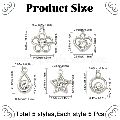 25 個 5 スタイルプラスチック樹脂ラインストーンペンダント  混合図形  14~18x9.5~15x4.5~5mm  穴：1.8~2mm  5個/スタイル&nbsp;FIND-YW0009-87