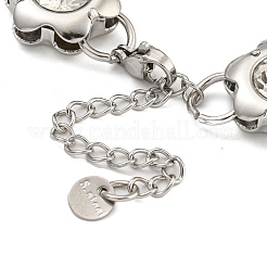 304ステンレススチールリンクチェーンブレスレット  女性用クリスタルラインストーンブレスレット  ステンレス鋼色  7-1/8インチ（18cm）&nbsp;BJEW-S153-07P