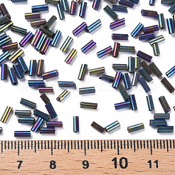 メタリックカラーガラスラッパビーズ  丸い穴  虹メッキ  3~8x2mm  穴：0.7mm  約450g /ポンド&nbsp;SEED-N005-001-D04
