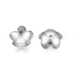変色しない304ステンレススチールビーズキャップ  マルチ花弁  花  ステンレス鋼色  9.5x10x2.5mm  穴：1.2mm&nbsp;STAS-S057-49