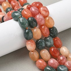 天然の天然翡翠ビーズ連売りを染めた  オーバル  ミックスカラー  8.5~11x7~8.5x7~8.5mm  穴：1mm  約18個/連  7.28~7.48インチ（18.5~19cm）&nbsp;G-P528-I08-01