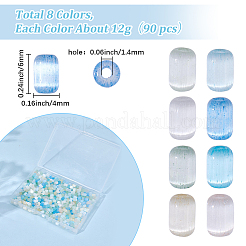 96g 8色イミテーションキャットアイガラスシリンダーシードビーズ  ミックスカラー  6x4mm  穴：1.4mm  12 G /カラー&nbsp;GLAA-SC0003-20A