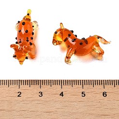 手作りでこぼこのランプワークの家の装飾  ギフト用の3D馬の装飾品.  オレンジ  29.5x10.5~11x19~20mm&nbsp;LAMP-K039-02