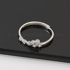 星座ロジウムメッキ 925 スターリングシルバー マイクロパヴェ クリアキュービックジルコニア 調節可能な女性用リング  レオ  5mm  内径：16mm&nbsp;RJEW-P130-01P-G