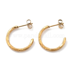 304ステンレススチールC字型スタッドピアス  イオンプレーティング（ip）  18KGP本金メッキ  20x2mm&nbsp;EJEW-R017-04G-01