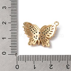 真鍮チャーム  ガラスと  蝶  ゴールドカラー  16.5x21.5x3mm  穴：1.5mm&nbsp;KK-C062-057G