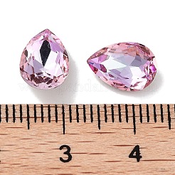 ガラスラインストーンカボション  ポイントバック＆バックメッキ  多面カット  ティアドロップ  ライトローズ  10x7x10mm&nbsp;RGLA-G020-06B-D123