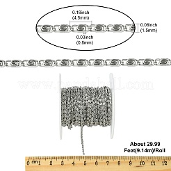304ステンレススチールビザンチンチェーン  ハンダ付け  スプールで  ステンレス鋼色  4.5x1.5x0.8mm  約29.99フィート（9.14m）/ロール&nbsp;CHS-CJC0001-07