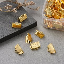 アイアン製カシメリボン止めエンドパーツ  無鉛の  ゴールドカラー  7x10mm  穴：2mm  100個/箱&nbsp;IFIN-YW0001-13G-LF