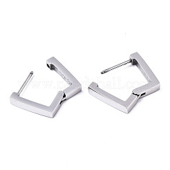 変色しない304ステンレススチール製フープピアス  正方形  ステンレス鋼色  14x14x3mm  ピン：0.8mm&nbsp;LS-STAS-R115-25P