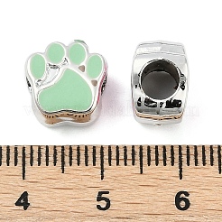 CCBプラスチックヨーロピアンビーズ  大穴ビーズ  エナメル  プラチナ  犬の足跡  足跡  10.5x10.5x7.5mm  穴：4.5~4.5mm&nbsp;CCB-D278-06