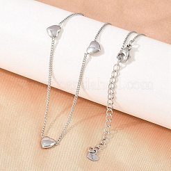 304ステンレススチール製ハート型ペンダント付きツイストチェーンネックレス（女性用）  変色なし  ステンレス鋼色  18.31インチ（46.5cm）&nbsp;SA-D001-05P