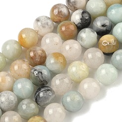 天然フラワーアマゾナイトビーズ連売り  ラウンド  10mm  穴：1mm  約36~38個/連  15インチ&nbsp;G-G692-01-10mm