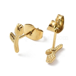 304ステンレススチールスタッドピアス  フラワーオブライフ  18KGP本金メッキ  9.5x4mm&nbsp;EJEW-Q788-03G