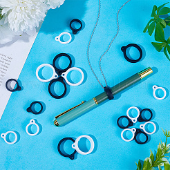 60スタイルのシリコンペンダント4個  電子スタイラス＆ライター製造用  リング  ミックスカラー  29x24.5x7mm  穴：3mm  13~20.5mm内径  15個/スタイル&nbsp;SIL-CP0001-06