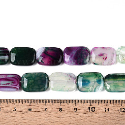 天然石瑪瑙ビーズ連売り  染め  長方形  シーグリーン  17~19x13~14x5~6.5mm  穴：1mm  約22個/連  15.55~15.75インチ（39.5~40cm）&nbsp;G-N356-03A-12