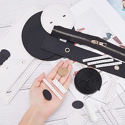Puレザーショルダーバッグ作成キット  DIY財布財布編みかぎ針編みバッグ用  ブラック  30x21x1.5mm&nbsp;DIY-GF0003-62