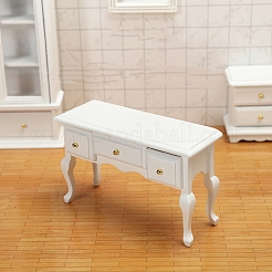 木製引き出しコンソールテーブルミニチュア装飾品  マイクロランドスケープドールハウスアクセサリー  模造小道具の装飾  ホワイト  95x65mm&nbsp;PW-WG49203-01