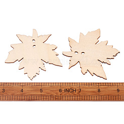 未染色の木製ビッグペンダント  葉  アンティークホワイト  80.5x80x2.5mm  穴：3mm&nbsp;X-WOOD-TA0002-16