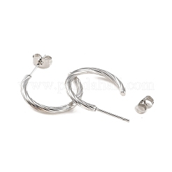 変色しない304ステンレススチール製ラウンドスタッドピアス  ハーフフープピアス  ステンレス鋼色  20x19x2mm&nbsp;EJEW-M218-06P
