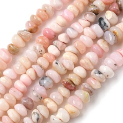 天然石ピンクオパールビーズ連売り  ナゲット  8~12x6~9mm  穴：1mm  約63個/連  15.7インチ（40cm）&nbsp;G-L493-16