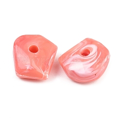 オペークアクリルヨーロピアンビーズ  ナゲット  大穴ビーズ  ライトコーラル  20x23x12.5mm  穴：4.5mm  約135個/500g&nbsp;OACR-G064-03