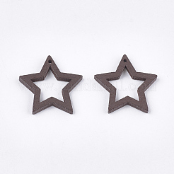 塗装ポプラウッドペンダント  スター  ココナッツブラウン  24.5~25x24.5x2.5mm  穴：1.2mm&nbsp;WOOD-T021-10C