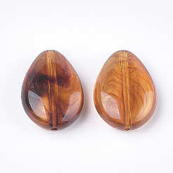 アクリルビーズ  天然石風  ティアドロップ  砂茶色  23.5x17x8mm  穴：1.6mm&nbsp;X-OACR-S029-030