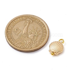 メッキabsプラスチックのチャーム  真鍮のループを有します  シェル形状  ゴールドカラー  13x9x4mm  穴：1.8mm&nbsp;PALLOY-JF02587