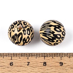 ABSプラスチックヒョウ柄ラウンドビーズ  モカシン  16mm  穴：3mm&nbsp;SACR-T017-75A-01