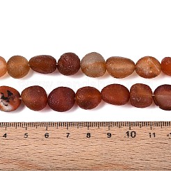 天然石瑪瑙ビーズ連売り  染め＆加熱  艶消し  ナゲット  シエナ  8~16x11~13x7~12mm  穴：0.6~1mm  約30~31個/連  14.57~14.96インチ（37~38cm）&nbsp;G-N357-09A-01