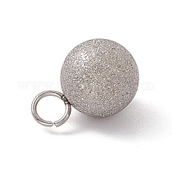 変色しない304ステンレススチールペンダント  テクスチャ  丸いチャーム  ステンレス鋼色  12x8mm  穴：2.5mm&nbsp;STAS-E179-04E-P