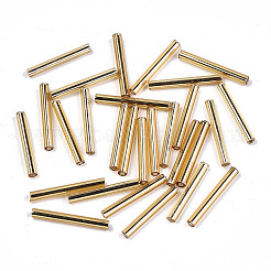 電気メッキガラスラッパビーズ  丸い穴  メタリックカラー  黄金メッキ  17.5~20x1.5~2.5mm  穴：0.5~1mm  約2250個/袋&nbsp;SEED-S043-02C-01