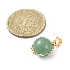 天然混石銅線巻きペンダント  ラウンドチャーム  23x14.5x12mm  穴：4.2mm&nbsp;PALLOY-JF02181-02