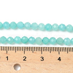 天然石アマゾナイトビーズ連売り  グレードA  多面カット  ラウンド  4mm  穴：0.5mm  約98個/連  15インチ&nbsp;G-F509-25-4mm