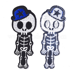 機械刺繍布地アイロンワッペン  マスクと衣装のアクセサリー  アップリケ  人間の骨格  ブラック  104x41x1mm&nbsp;FIND-T030-188