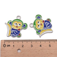 合金エナメルチャーム  子供のジュエリーには猿ペンダント  カドミウムフリー＆鉛フリー  藤紫色  26x25.5x2mm  穴：2.5mm&nbsp;EA5857Y-5