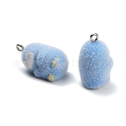 不透明樹脂のペンダント  ペンギンチャーム  プラチナ鉄ループ付き  空色  22-24x14-19.5x12-13mm  穴：1.8-2.2mm&nbsp;CRES-B039-04