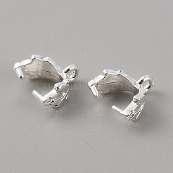 真鍮のアイスピックピンチベイル  葉  銀  9x4mm  穴：1.2mm  ピン：0.7mm&nbsp;KK-WH0007-03S