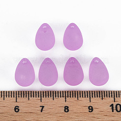 透明なアクリルパーツ  艶消し  ティアドロップ  ミディアム蘭  13x8.5mm  穴：1.6mm  約1000個/500g&nbsp;MACR-S373-67-M01