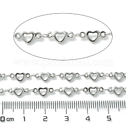 変色しにくい304ステンレススチール中空ハートリンクチェーン  溶接されていない  スプールで  ステンレス鋼色  10x4.5x1.5mm  4x2.5x0.5mm  約32.81フィート（10m）/ロール&nbsp;CHS-K018-09P
