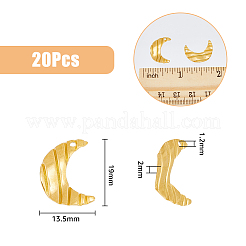 304ステンレスペンダント  テクスチャ  ムーン  ゴールドカラー  19x13.5x2mm  穴：1.2mm  20個/箱&nbsp;STAS-HY0001-14